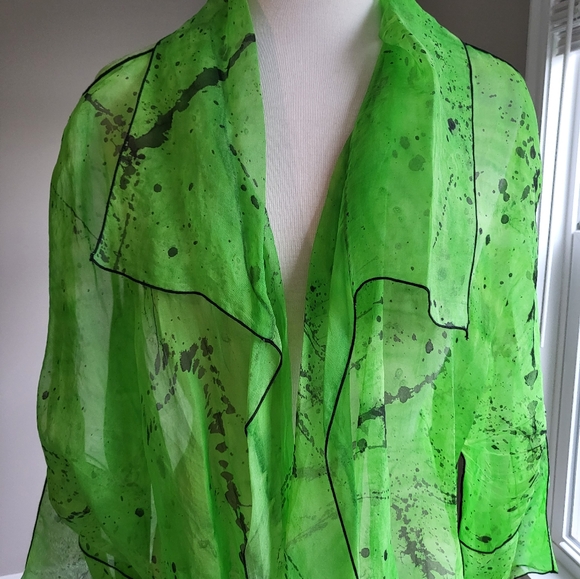 Paul Sisti Lime Green/Black with Black Piping Sheer Jacket/Topper (One Size) - Picture 3 of 16